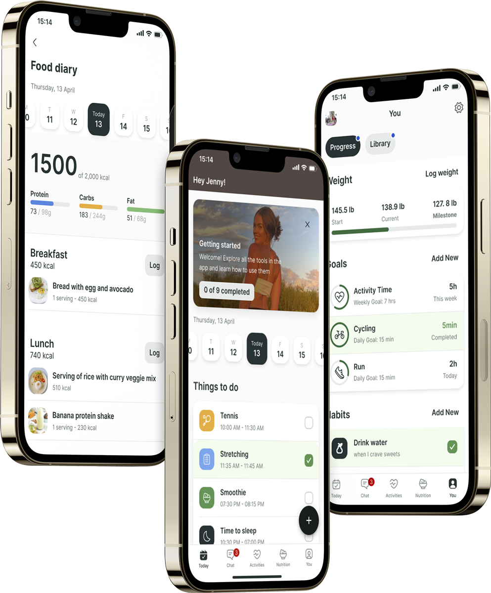A mockup of the coaching app showcasing the features.